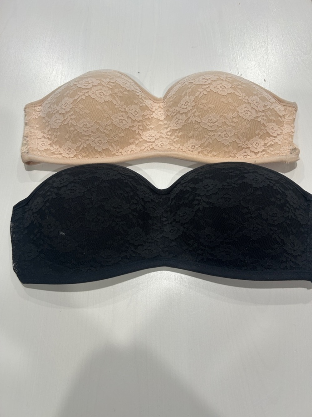 Pink’s Victoria Secret Strapless Lace Bandeau Bra - Black & Nude